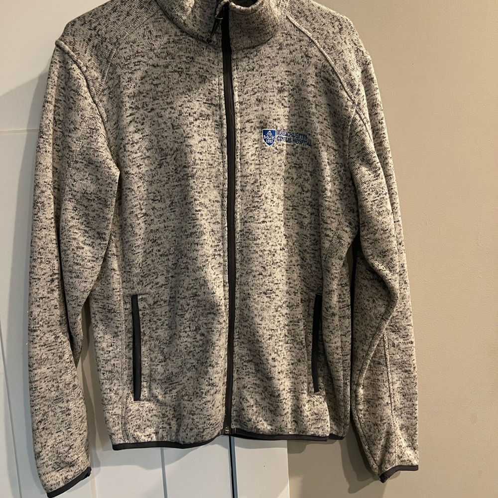 Gray Full-Zip Jacket with Logo Mass General